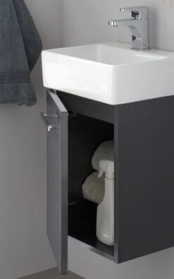 Artiqua Serie 831 Waschtischunterschrank 831-WUT-CM02-R, Stahlgrau, Rechts