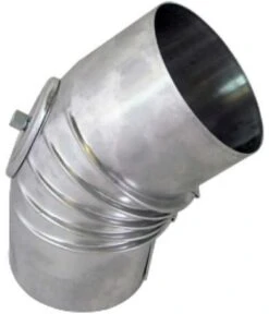 Bertrams Alu Bogen 14BG45-150KV 45°, Ø 150 X 1 Mm, Gerippt, Mit Kontrollverschluss