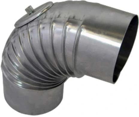 Bertrams Alu Bogen 14BG90-150KV 90°, Ø 150 X 1 Mm, Gerippt, Mit Kontrollverschluss