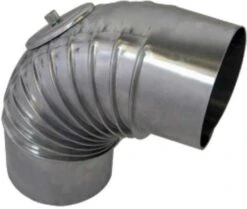 Bertrams Alu Bogen 14BG90-90KV 90°, Ø 90 X 0,7 Mm, Gerippt, Mit Kontrollverschluss