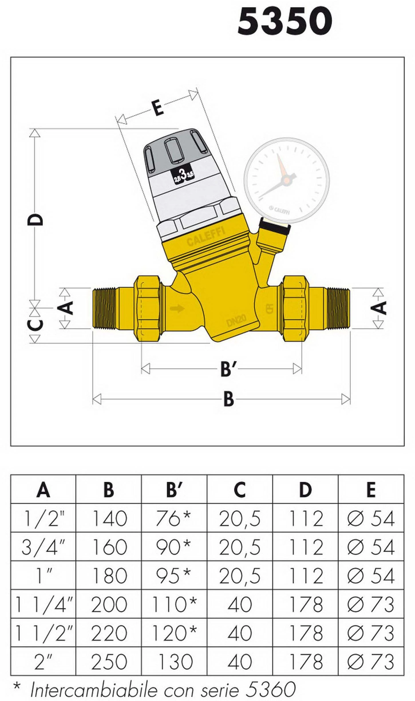 Caleffi Austausch-Kartusche 535006 1", Für Druckminderer – Bild 2
