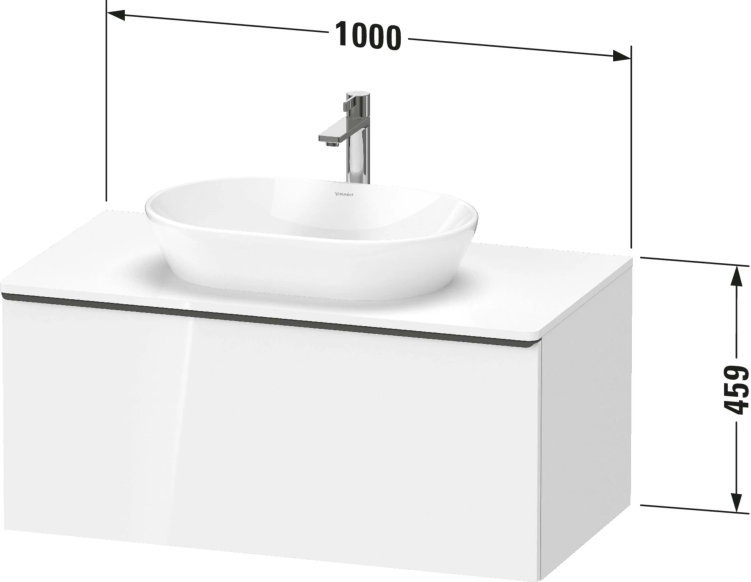 Duravit D-Neo Waschtisch-Unterschrank DE494801616 100 X 55 Cm, Eiche Schwarz, Wandhängend, 1 Auszug, 1 Konsolenplatte – Bild 5