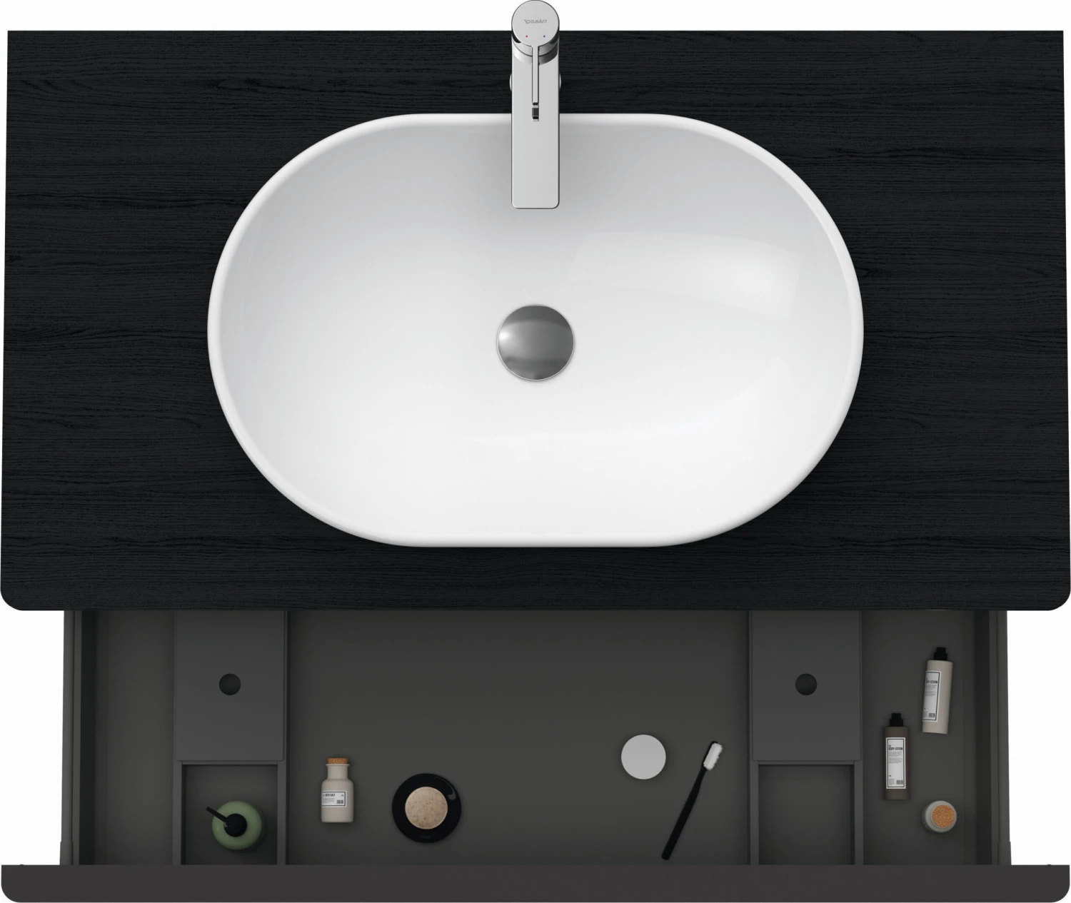 Duravit D-Neo Waschtisch-Unterschrank DE494801616 100 X 55 Cm, Eiche Schwarz, Wandhängend, 1 Auszug, 1 Konsolenplatte