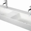 Duravit DuraSquare Möbel-Doppel-Waschtisch Geschliffen 23531200141 120 X 47 Cm, Ohne Überlauf, Mit Hahnlochbank, 2 Hahnlöcher, Weiß WonderGliss