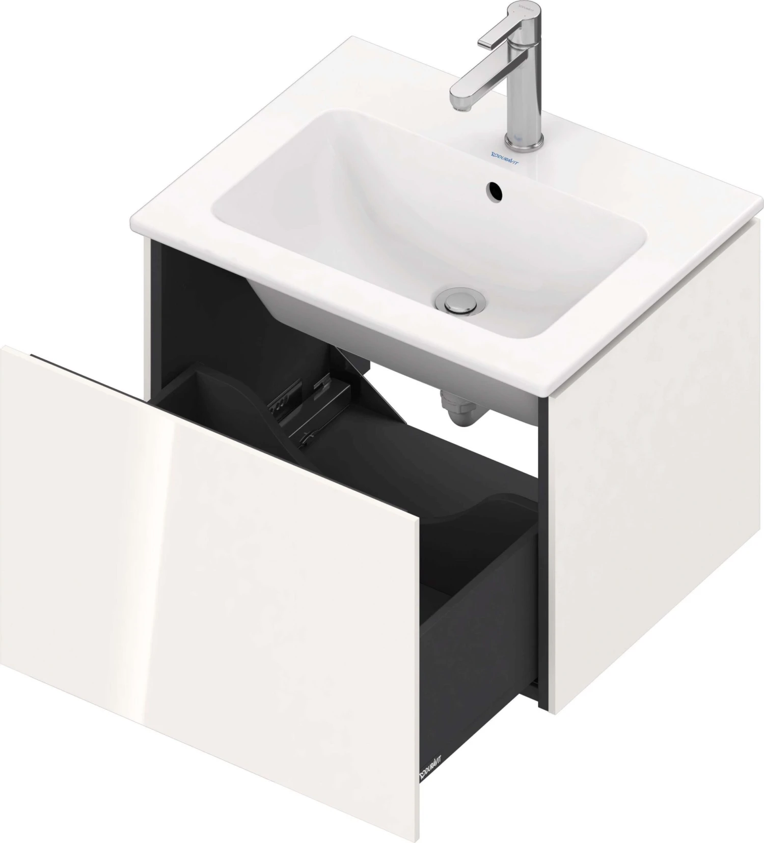 Duravit L-Cube Waschtischunterbau LC614002222 Weiß Hochglanz, 62x40x48,1cm, 1 Auszug – Bild 3