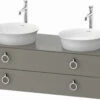 Duravit White Tulip Waschtisch-Unterschrank WT4993B9292 130 X 55 Cm, Steingrau Seidenmatt, Wandhängend, 2 Schubkästen Mit Griff, Becken Beidseitig