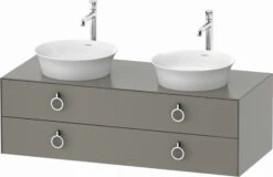 Duravit White Tulip Waschtisch-Unterschrank WT4993B9292 130 X 55 Cm, Steingrau Seidenmatt, Wandhängend, 2 Schubkästen Mit Griff, Becken Beidseitig