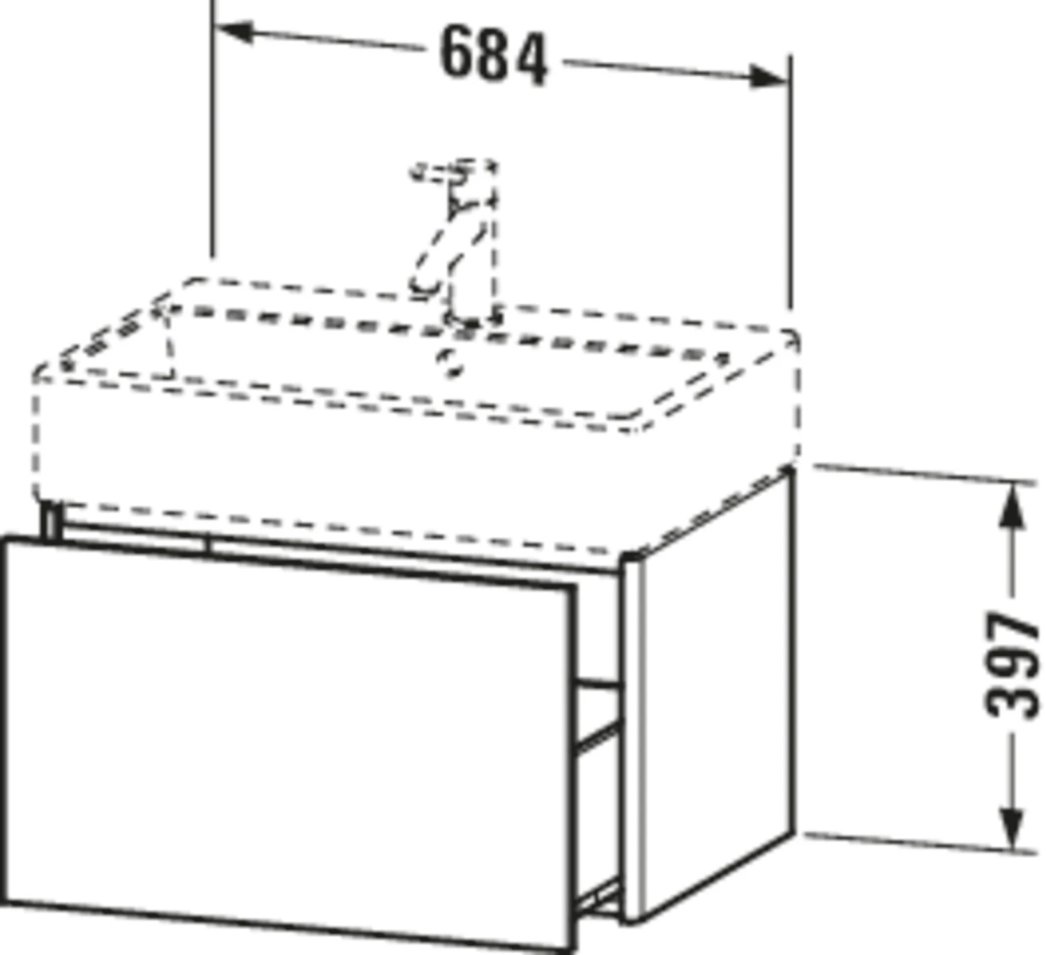 Duravit XSquare Waschtisch-Unterschrank XS409403838 68,4x39,7x46cm, 1 Auszug, Dolomiti Grey Hochglanz – Bild 2
