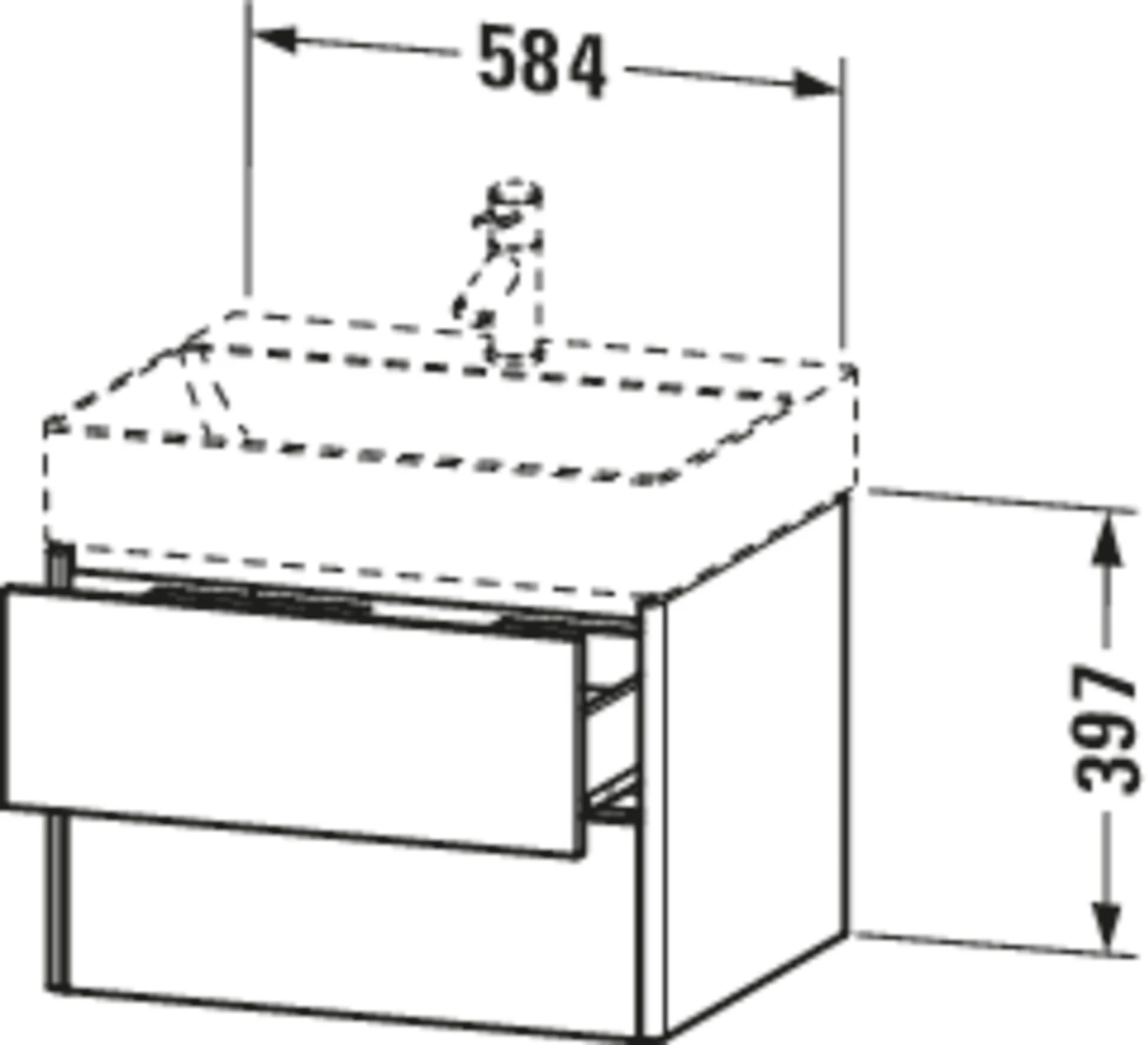 Duravit XSquare Waschtisch-Unterschrank XS416109090 58,4x39,7x46cm, 2 Schubkästen, Flannel Grey Seidenmatt – Bild 2
