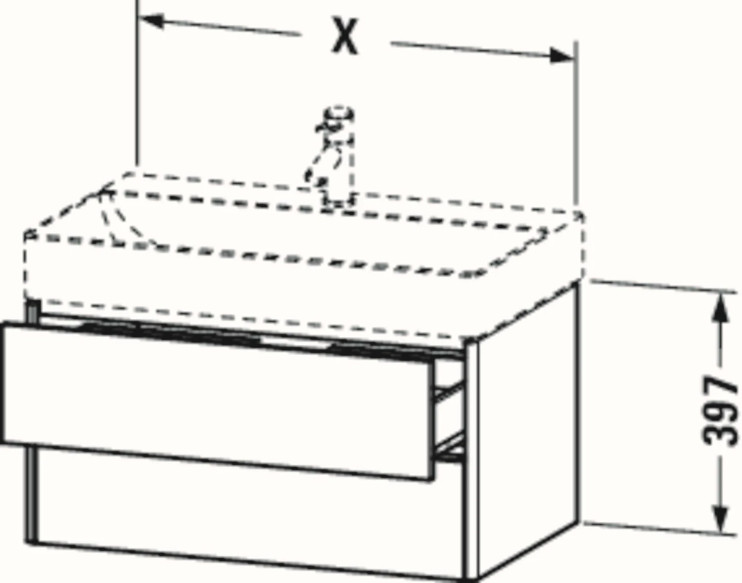 Duravit XSquare Waschtisch-Unterschrank XS416109090 58,4x39,7x46cm, 2 Schubkästen, Flannel Grey Seidenmatt – Bild 3