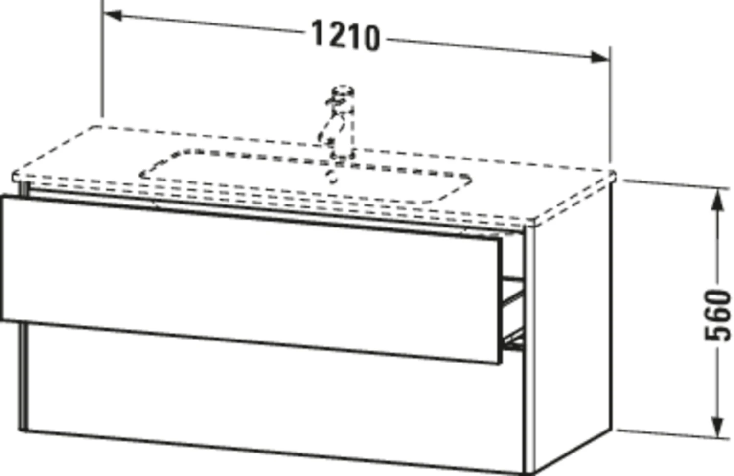 Duravit XSquare Waschtisch-Unterschrank XS417402222 121x56x47,8cm, 2 Schubkästen, Weiß Hochglanz – Bild 3