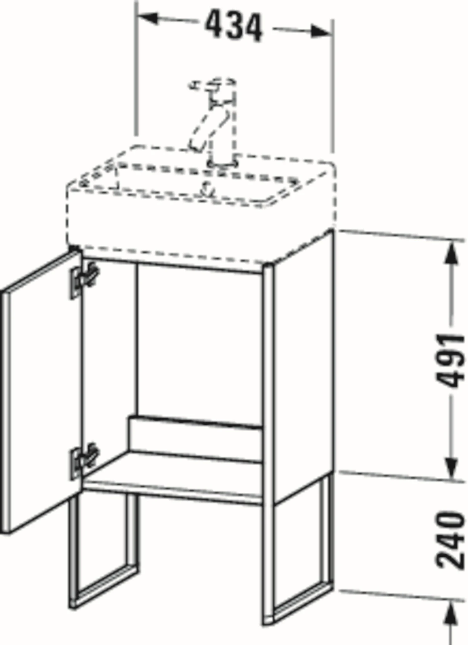 Duravit XSquare Waschtisch-Unterschrank XS4470L6060 43,4x49,1x34cm, Tür Links, Taupe Seidenmatt – Bild 2