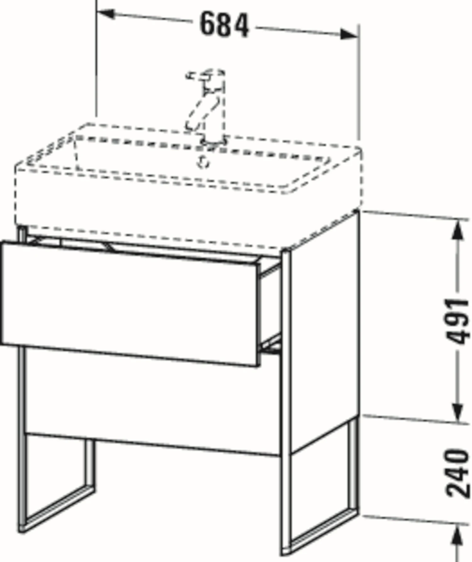 Duravit XSquare Waschtisch-Unterschrank XS447403636 68,4x49,1x46cm, 2 Auszüge, Weiß Seidenmatt – Bild 2