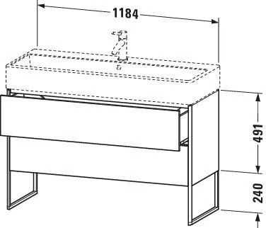 Duravit XSquare Waschtisch-Unterschrank XS447709292 118,4x49,1x46cm, 2 Auszüge, Steingrau Seidenmatt – Bild 3