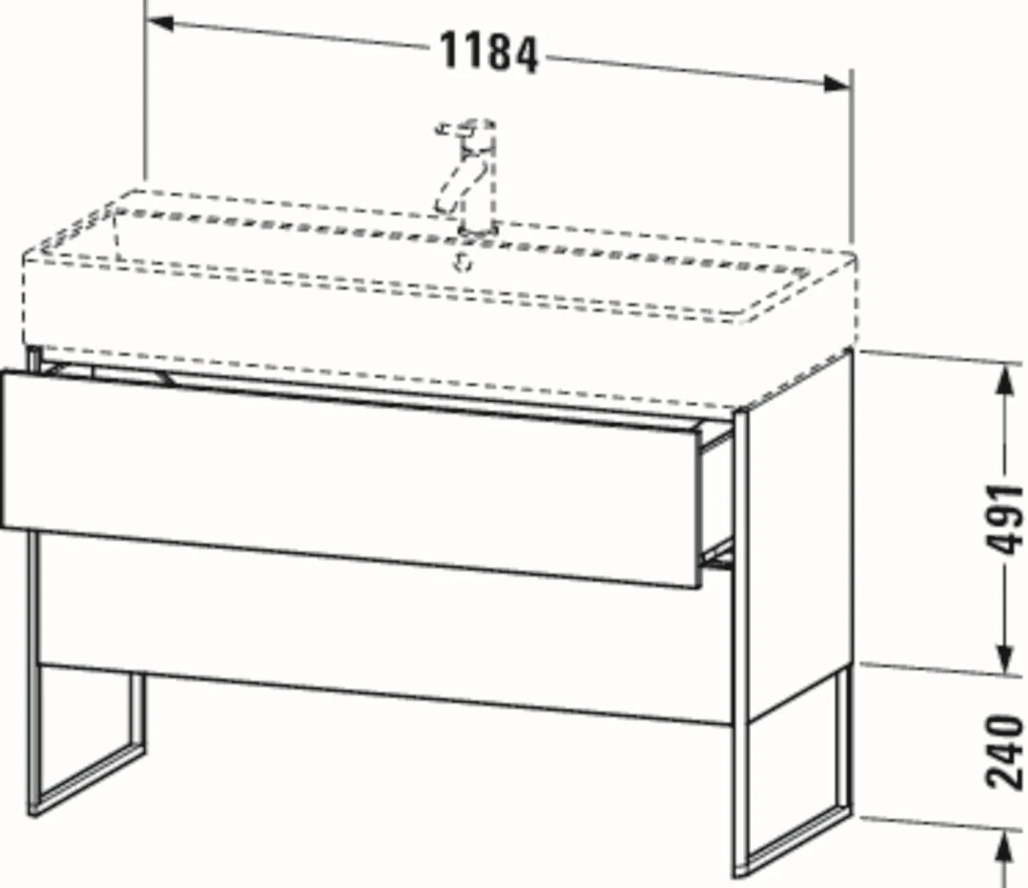 Duravit XSquare Waschtisch-Unterschrank XS447709797 118,4x49,1x46cm, 2 Auszüge, Lichtblau Seidenmatt – Bild 2