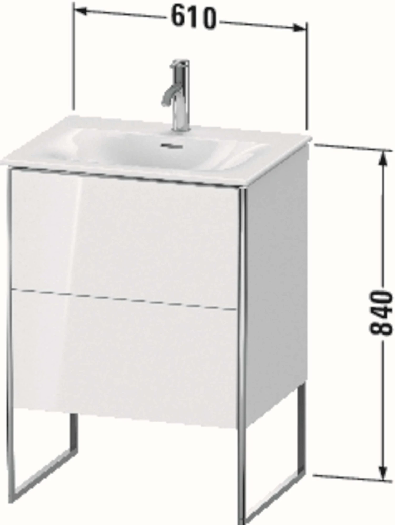 Duravit XSquare Waschtisch-Unterschrank XS452202222 61x84x47,8cm, Weiß Hochglanz, 2 Auszüge – Bild 2