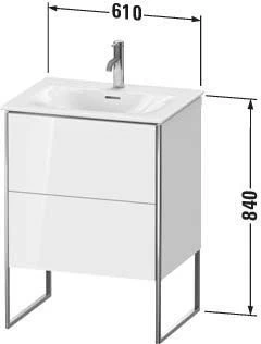 Duravit XSquare Waschtisch-Unterschrank XS452202222 61x84x47,8cm, Weiß Hochglanz, 2 Auszüge – Bild 3