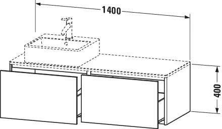 Duravit XSquare Waschtisch-Unterschrank XS4903R9898 140x40x54,8cm, 2 Auszüge, Rechts, Nachtblau Seidenmatt – Bild 3