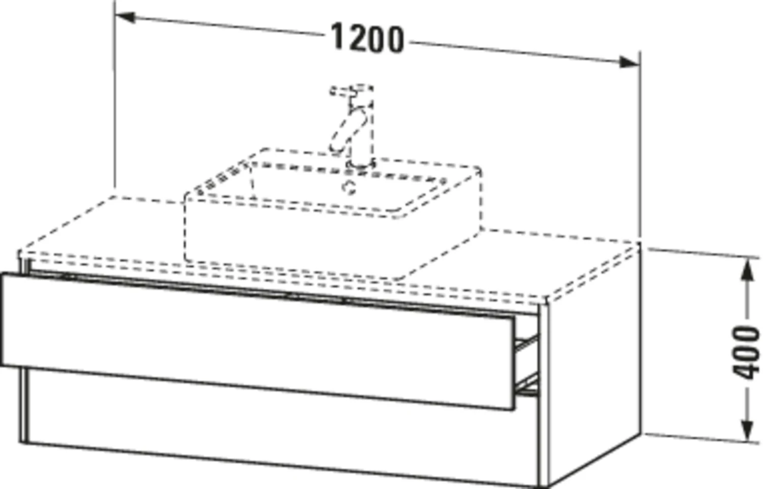 Duravit XSquare Waschtisch-Unterschrank XS491209494 120x40x54,8cm, 2 Schubkästen, Aubergine Seidenmatt – Bild 2