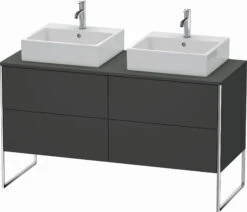 Duravit XSquare Waschtisch-Unterschrank XS4926B4949 140x53,8x54,8cm, 4 Auszüge, Beidseitig, Graphit Matt