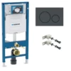 Geberit Duofix WC Montageelement Sigma Komplettset Mit Sigma 20 Betätigungsplatte Schwarz/schwarz, Bausatz Vorwandmontage