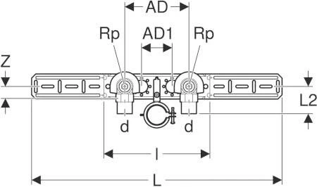 Geberit FlowFit Anschluswinkel 619681001 DN 15, Ø 20 Mm, Rp 1/2, 59,7 Cm, 90Grad, 2-fach – Bild 2