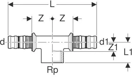Geberit Mepla T-Stück 602360005 Ø 20xRp 1/2x20mm, Rotguss, IG – Bild 2