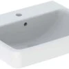 Geberit Renova Plan Aufsatz-Waschtisch 501720008 55x48cm, Hahnloch Mittig, Mit Überlauf, Weiß KeraTect