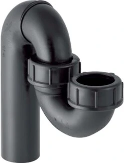 Geberit Rohrbogengeruchsverschluss 152042161 DN 56/56, Einlauf/Abgang Vertikal, PE-HD, Schwarz