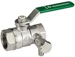 Giacomini Kugelhahn R250WS 250SX144 3/4", Mit Entleerung, Grüner Hebelgriff