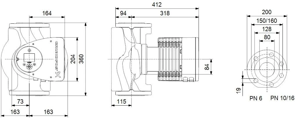 Grundfos Magna3 Heizungsumwälzpumpe 97924704 100-100 F, 450 Mm, PN 10, 230 V – Bild 2