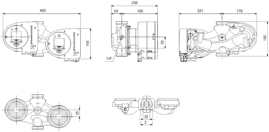Grundfos Magna3 D Umwälzdoppelpumpe 97924830 32-60, 180 Mm, PN 6/10, 230 V – Bild 2