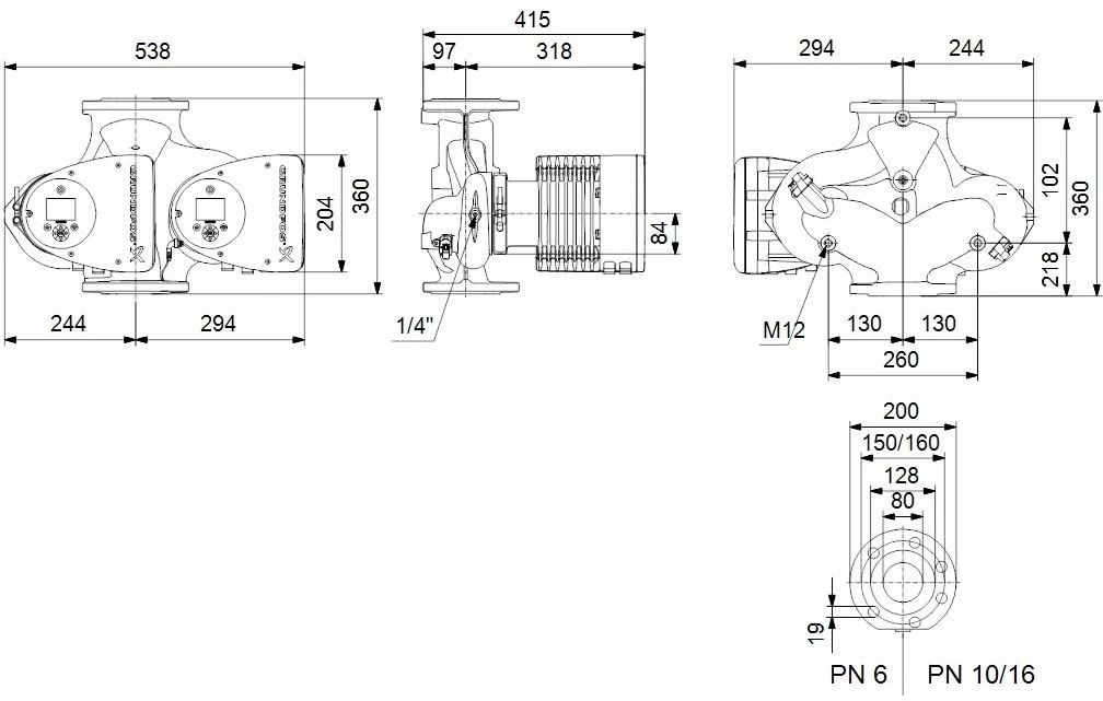 Grundfos Magna3 D Umwälzdoppelpumpe 97924892 80-60 F, 360 Mm, PN 10, 230 V – Bild 2