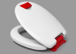 Haro WC-Sitz 524650 Scharniere Edelstahl, SolidFix, Nicht Verstellbar, Griffe Rot