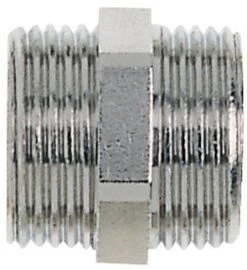 Heimeier Doppelnippel 1321-03.081 G 3/4 AGxG 3/4 AG, Messing Vernickelt