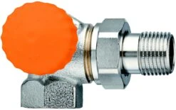 Heimeier Eclipse Thermostat-Ventilunterteil 3933-01.000 Rp 3/8xR 3/8, Winkeleck, Rotguss Vernickelt, Links