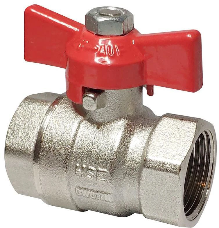 Hermann Schmidt Heizungs-Kugelhahn H0181454032 Messing Vernickelt, 11/4", Mit Flügelgriff, PN 42/35