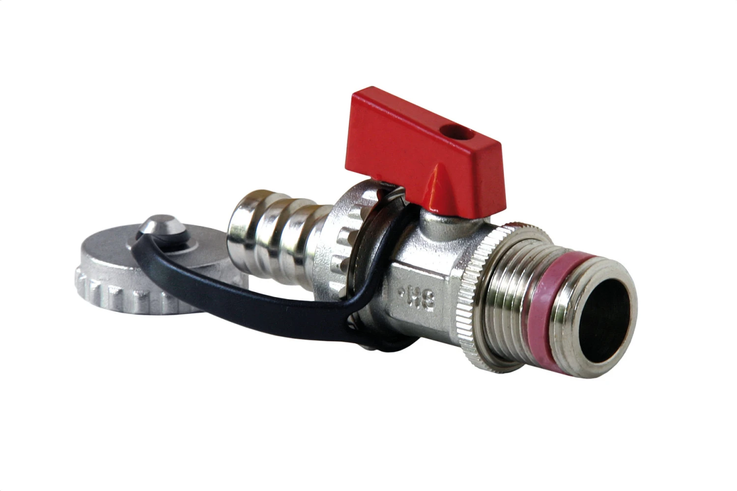 Hermann Schmidt KFE-Kugelhahn 81403015 1/2", Selbstdichtend, FG Rot, Vernickelt