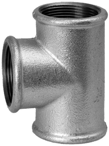 Hermann Schmidt Temperguss 130 T-Stück 13130020 DN 20, 3/4", Egal, IG/IG/IG, Verzinkt