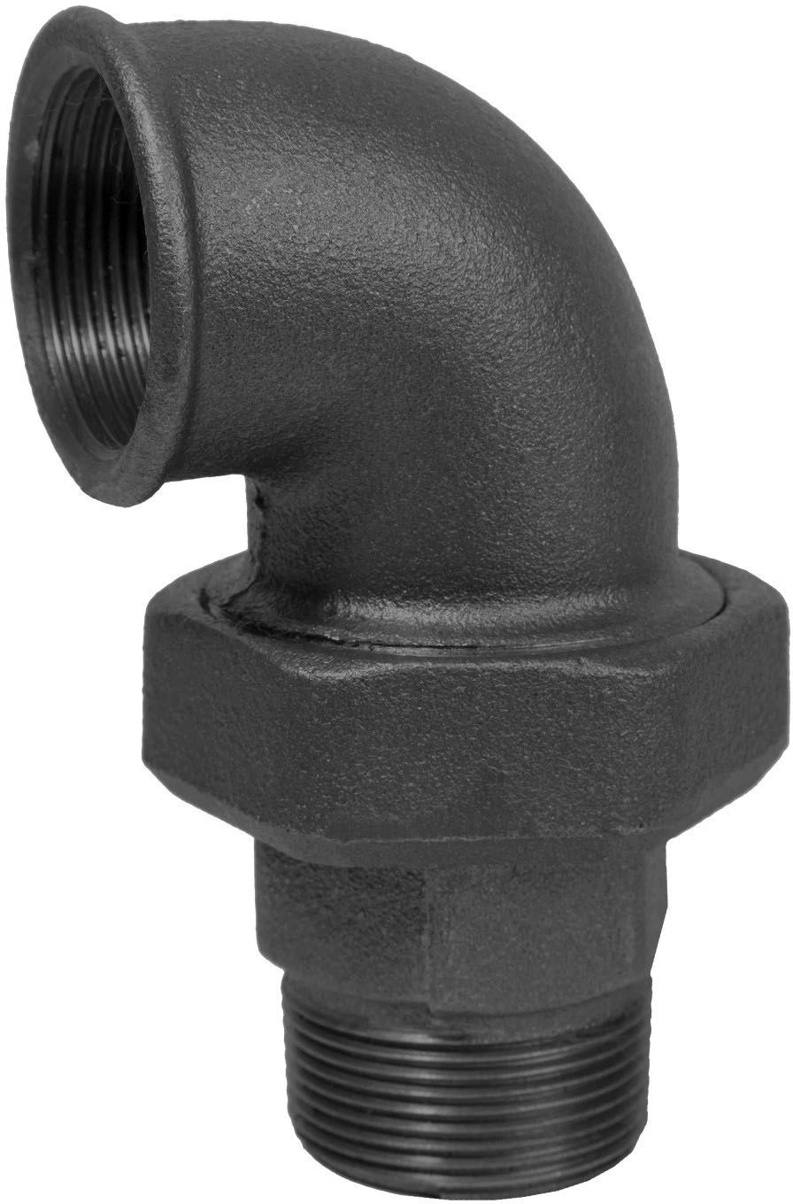 Hermann Schmidt Temperguss 98 Winkelverschraubung 14098025 DN 25, 1", Konisch Dichtend, IG/AG, Schwarz