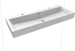 Kaldewei Puro Wand-Waschtisch 906806003711 3167, 120x46cm, Alpinweiss Matt Perl-Effekt, Mit Überlauf, Ohne Hahnloch