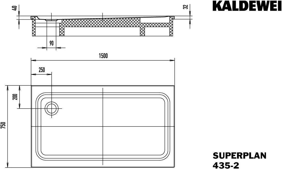 Kaldewei Superplan Xxl Duschwanne 433535003231 75x150x4cm, Mit Träger, Antislip Perl-Effekt, Pergamon – Bild 7