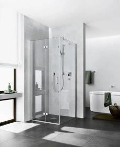 Kermi Diga Pendel-Falttür Für Seitenwand DI2SR09020VAK 90x200cm, Silber Hochglanz, ESG Klar, Rechts, Auf Duschwanne