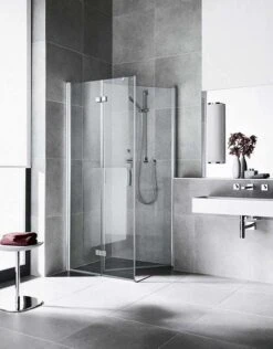 Kermi Diga Seitenwand Beweglich DITBR10020VAK 100x200cm, Silber Hochglanz, ESG Klar, Rechts, Auf Duschwanne