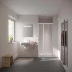 Kermi Ibiza 2000 Gleittür STD I2STD100181AK 100x185, 3-teilig, ESG Klar, Silber Mattglanz