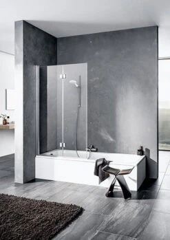 Kermi Liga Badewannen-Faltwand LI2PR12015VAK 120x150cm, Silber Hochglanz, ESG Klar, Rechts