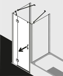 Kermi Liga Schwingtür Mit Festfeld LISTL08020VAK 80x200cm, Silber/hochglanz, Links, Auf Duschwanne