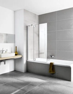 Kermi Pasa XP Schwingflügel Mit Festfeld PXDTR080151PK 80x150cm, Silber Mattglanz, ESG Klar Clean, Rechts