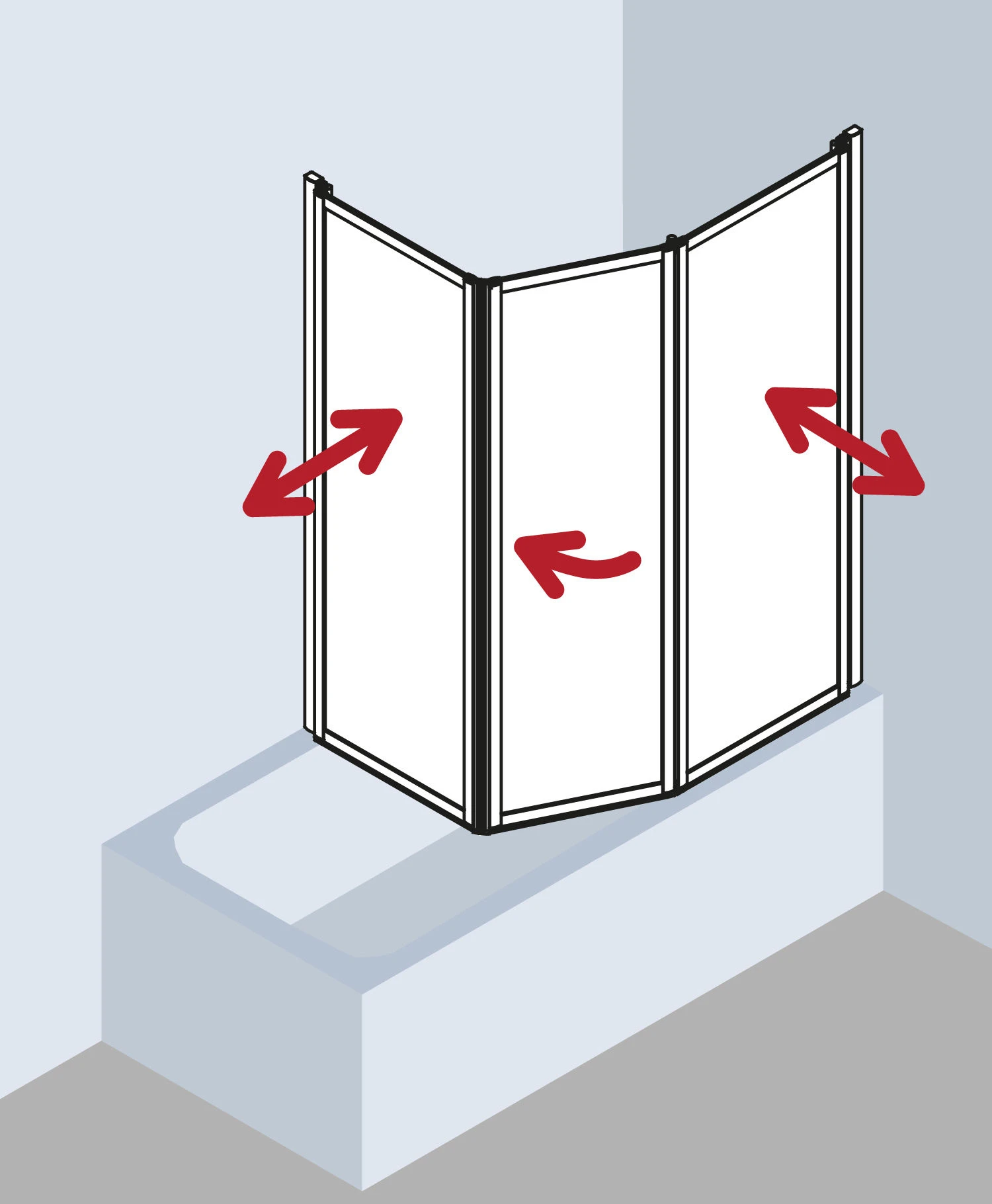 Kermi Vario 2000 Faltwand 2-/1-flügelig V2TS20801422K 79-81,3x140cm, Weiß, Kerolan Perl – Bild 3