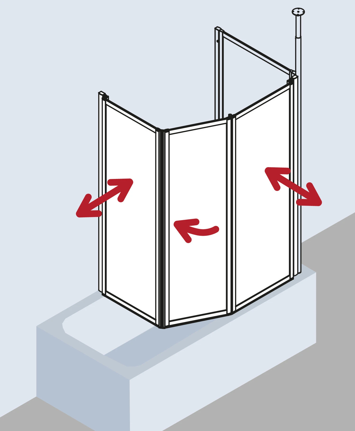 Kermi Vario 2000 Faltwand 2-/1-flügelig V2TS20801422K 79-81,3x140cm, Weiß, Kerolan Perl – Bild 5
